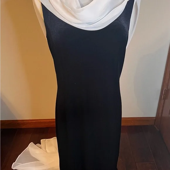 Vintage Night Way Collections Evening Formal  Gown Size 12 Tags NOS Black White - Picture 11 of 11